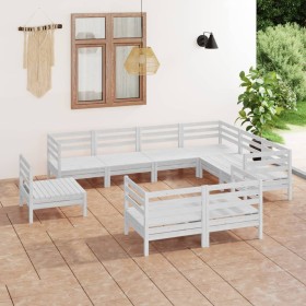 Gartenmöbel-Set 9-teilig aus massivem weißem Kiefernholz von vidaXL, Gartensets - Ref: Foro24-3083075, Preis: 417,10 €, Rabat...