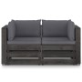 2-seater pallet sofa with gray impregnated pine wood cushions by vidaXL, Garden sets - Ref: Foro24-3068156, Price: 247,47 €, ...