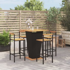 Bar table and garden stools 5 pieces acacia wood black PE rattan by vidaXL, Garden sets - Ref: Foro24-3187727, Price: 312,99 ...