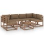 7-piece pallet garden furniture with impregnated wood cushions by vidaXL, Garden sets - Ref: Foro24-3067484, Price: 490,33 €,...