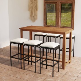 Conjunto de bar para jardín 7 piezas con cojines negro de vidaXL, Conjuntos de jardín - Ref: Foro24-3068011, Precio: 380,99 €...