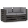 2-seater pallet sofa with gray impregnated pine wood cushions by vidaXL, Garden sets - Ref: Foro24-3068157, Price: 252,99 €, ...