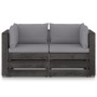 2-Sitzer-Palettensofa mit grau imprägnierten Kiefernholzkissen von vidaXL, Gartensets - Ref: Foro24-3068157, Preis: 245,63 €,...