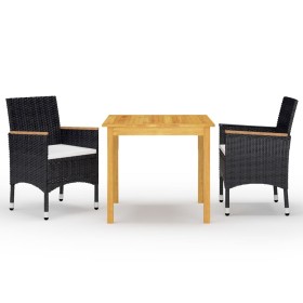 Black 3-Piece Garden Dining Set by vidaXL, Garden sets - Ref: Foro24-3067675, Price: 254,99 €, Discount: %