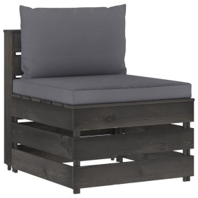 Ecksofa mit grau imprägnierten Holzkissen von vidaXL, Modulare Sofas für den Außenbereich - Ref: Foro24-3068120, Preis: 105,7...