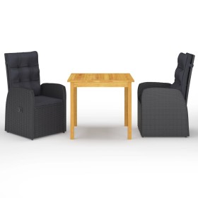 3-piece black garden dining set by vidaXL, Garden sets - Ref: Foro24-3067717, Price: 405,99 €, Discount: %