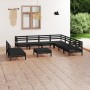 10-teiliges Gartenmöbel-Set aus massivem Kiefernholz schwarz von vidaXL, Gartensets - Ref: Foro24-3083133, Preis: 500,32 €, R...