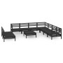 10-piece solid black pine wood garden furniture set by vidaXL, Garden sets - Ref: Foro24-3083133, Price: 500,32 €, Discount: %