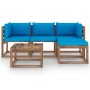 5-piece garden furniture set with light blue cushions by vidaXL, Garden sets - Ref: Foro24-3067360, Price: 281,99 €, Discount: %