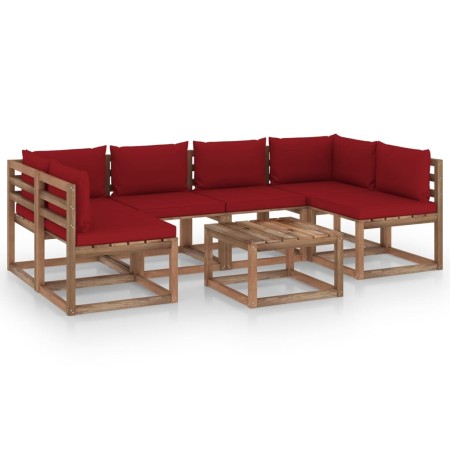 7-piece pallet garden furniture with impregnated wood cushions by vidaXL, Garden sets - Ref: Foro24-3067485, Price: 373,99 €,...