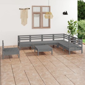 8-teiliges Gartenmöbel-Set Kiefernholz massiv grau von vidaXL, Gartensets - Ref: Foro24-3083041, Preis: 392,97 €, Rabatt: %