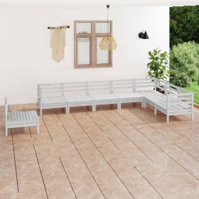 Gartenmöbel-Set 8-teilig aus massivem weißem Kiefernholz von vidaXL, Gartensets - Ref: Foro24-3083045, Preis: 377,99 €, Rabat...