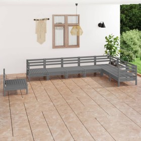 Gartenmöbel-Set 8-teilig aus massivem grauem Kiefernholz von vidaXL, Gartensets - Ref: Foro24-3083046, Preis: 401,44 €, Rabat...