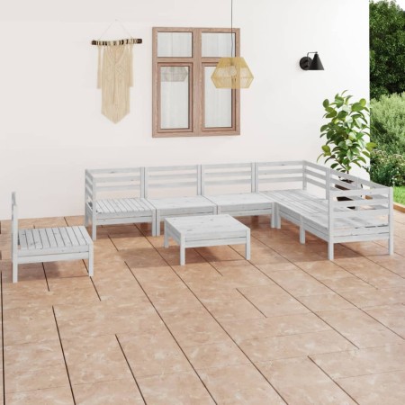 Gartenmöbel-Set 8-teilig aus massivem weißem Kiefernholz von vidaXL, Gartensets - Ref: Foro24-3083040, Preis: 376,78 €, Rabat...