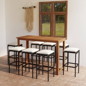 9-piece garden bar set with black cushions by vidaXL, Garden sets - Ref: Foro24-3068014, Price: 431,66 €, Discount: %