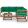 Set de muebles de jardín 6 pzs madera impregnada cojines verde de vidaXL, Conjuntos de jardín - Ref: Foro24-3067421, Precio: ...