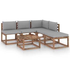 6-piece pallet garden furniture with impregnated wood cushions by vidaXL, Garden sets - Ref: Foro24-3067429, Price: 348,56 €,...