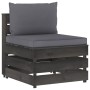 3-piece garden furniture with gray impregnated wood cushions by vidaXL, Garden sets - Ref: Foro24-3068180, Price: 244,54 €, D...