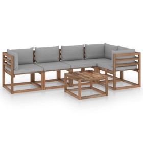 Muebles de jardín de palets 6 pzs con cojines madera impregnada de vidaXL, Conjuntos de jardín - Ref: Foro24-3067453, Precio:...