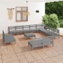 Juego de muebles de jardín 13 piezas madera maciza de pino gris de vidaXL, Conjuntos de jardín - Ref: Foro24-3083171, Precio:...