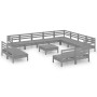 13-teiliges Gartenmöbel-Set Kiefernholz massiv grau von vidaXL, Gartensets - Ref: Foro24-3083171, Preis: 693,74 €, Rabatt: %