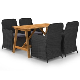 Juego de comedor para jardín 5 piezas negro de vidaXL, Conjuntos de jardín - Ref: Foro24-3068769, Precio: 706,60 €, Descuento: %