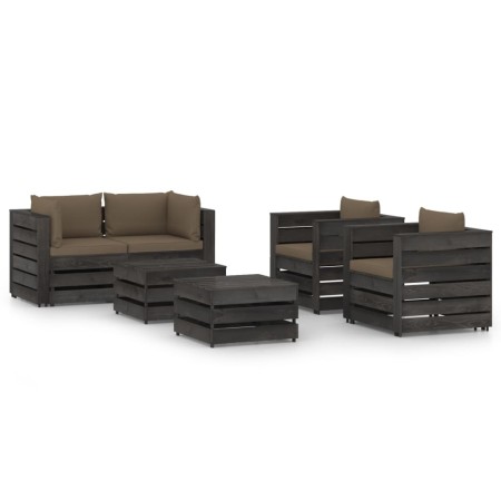 Muebles de jardín 6 piezas con cojines madera impregnada gris de vidaXL, Conjuntos de jardín - Ref: Foro24-3068452, Precio: 6...