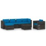 Garden furniture 7 pieces with gray impregnated wood cushions by vidaXL, Garden sets - Ref: Foro24-3068472, Price: 665,46 €, ...