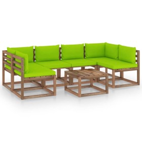 7-piece pallet garden furniture with impregnated wood cushions by vidaXL, Garden sets - Ref: Foro24-3067487, Price: 373,99 €,...