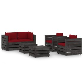 Muebles de jardín 6 piezas con cojines madera impregnada gris de vidaXL, Conjuntos de jardín - Ref: Foro24-3068453, Precio: 5...