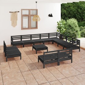 13-teiliges Gartenmöbel-Set aus massivem Kiefernholz schwarz von vidaXL, Gartensets - Ref: Foro24-3083173, Preis: 645,99 €, R...