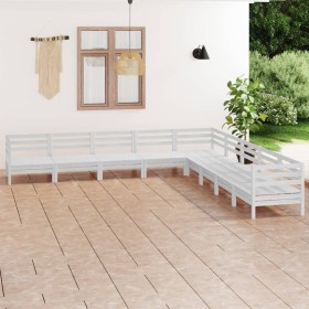 Gartenmöbel-Set 9-teilig aus massivem weißem Kiefernholz von vidaXL, Gartensets - Ref: Foro24-3083115, Preis: 432,99 €, Rabat...