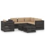 8-piece garden furniture set with gray impregnated wood cushions by vidaXL, Garden sets - Ref: Foro24-3068495, Price: 784,99 ...