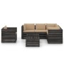 8-piece garden furniture set with gray impregnated wood cushions by vidaXL, Garden sets - Ref: Foro24-3068495, Price: 784,99 ...