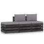 3-piece garden furniture with gray impregnated wood cushions by vidaXL, Garden sets - Ref: Foro24-3068181, Price: 246,22 €, D...