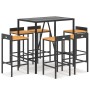 Bar table and garden stools 7 pieces acacia wood PE rattan black by vidaXL, Garden sets - Ref: Foro24-3187678, Price: 334,67 ...