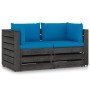 2-seater pallet sofa with gray impregnated pine wood cushions by vidaXL, Garden sets - Ref: Foro24-3068160, Price: 256,65 €, ...