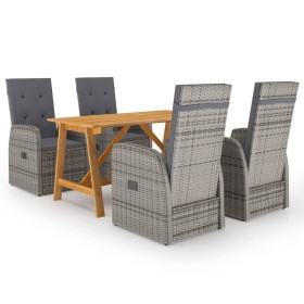 Juego de comedor para jardín 5 piezas gris de vidaXL, Conjuntos de jardín - Ref: Foro24-3068767, Precio: 721,09 €, Descuento: %