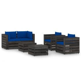 Garden furniture 6 pieces with gray impregnated wood cushions by vidaXL, Garden sets - Ref: Foro24-3068454, Price: 581,99 €, ...