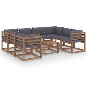 9-piece garden furniture set with anthracite cushions by vidaXL, Garden sets - Ref: Foro24-3067488, Price: 583,95 €, Discount: %