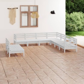 Gartenmöbel-Set 9-teilig aus massivem weißem Kiefernholz von vidaXL, Gartensets - Ref: Foro24-3083125, Preis: 432,48 €, Rabat...