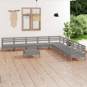 Garden furniture set 10 pieces solid gray pine wood by vidaXL, Garden sets - Ref: Foro24-3083121, Price: 503,72 €, Discount: %