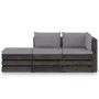 3-piece garden furniture with gray impregnated wood cushions by vidaXL, Garden sets - Ref: Foro24-3068193, Price: 285,99 €, D...