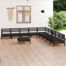 Garden furniture set 10 pieces solid black pine wood by vidaXL, Garden sets - Ref: Foro24-3083123, Price: 500,56 €, Discount: %