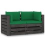 2-Sitzer-Palettensofa mit grau imprägnierten Kiefernholzkissen von vidaXL, Gartensets - Ref: Foro24-3068161, Preis: 245,63 €,...