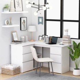 White plywood corner desk 145x100x76 cm by vidaXL, Desks - Ref: Foro24-801089, Price: 202,37 €, Discount: %