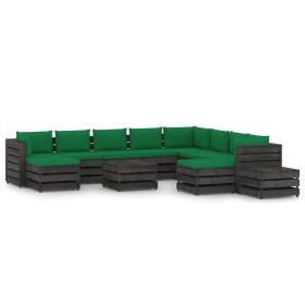 Garden furniture 12 pieces with gray impregnated wood cushions by vidaXL, Garden sets - Ref: Foro24-3068437, Price: 1,00 €, D...