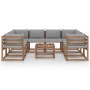 9-piece garden furniture set with gray cushions by vidaXL, Garden sets - Ref: Foro24-3067489, Price: 583,99 €, Discount: %