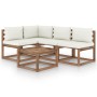 Set de muebles de jardín 5 piezas y cojines crema de vidaXL, Conjuntos de jardín - Ref: Foro24-3067370, Precio: 336,79 €, Des...