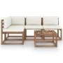 Set de muebles de jardín 5 piezas y cojines crema de vidaXL, Conjuntos de jardín - Ref: Foro24-3067370, Precio: 336,99 €, Des...